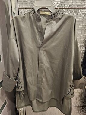 Olive Green Mandarin Collar Woman's Jacket